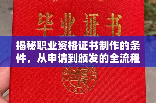 金溪揭秘职业资格证书制作的条件，从申请到颁发的全流程解析